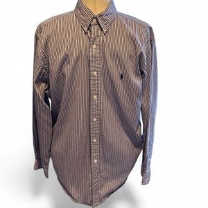 Ralph Lauren Men Button-down Shirt Size 17.5 Classic Fit Striped